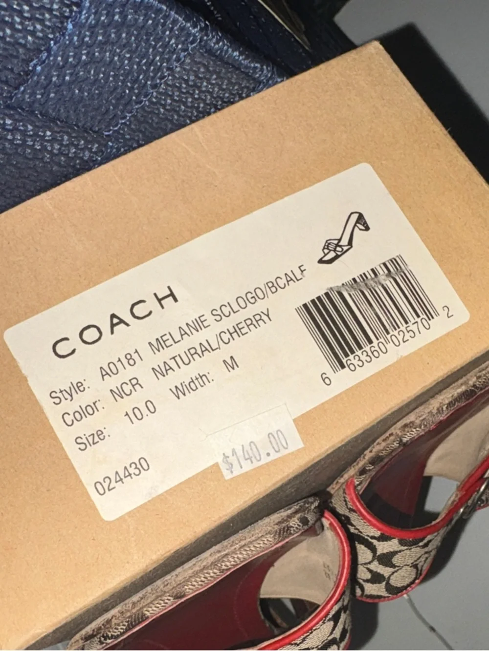 Vintage Coach Brown Signature Monogram Slide Sandals with Red Footbed